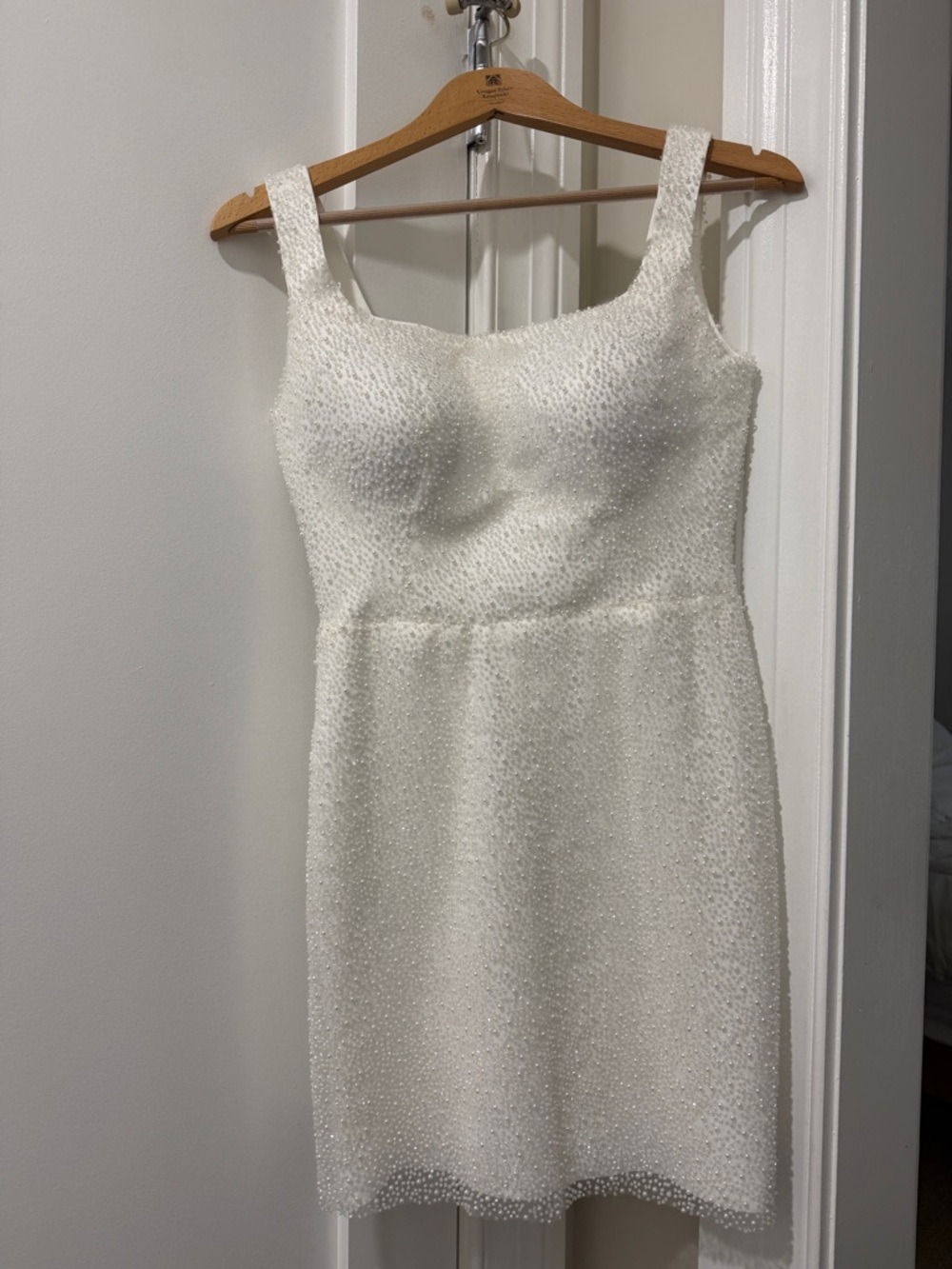 White Pearl-Beaded Mini Dress | Corset-back | After-party | Bridal